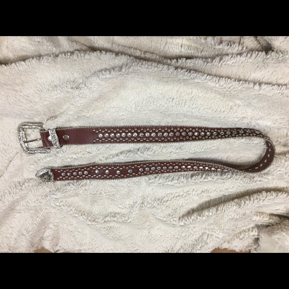 Brown rhinestone bling belt